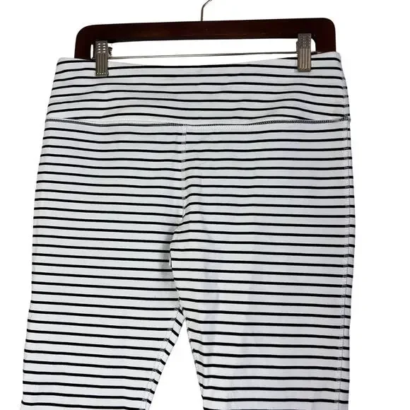 Glyder Striped Capri Leggings Lattice Hem Athleisure High Rise L - Picture 4 of 8
